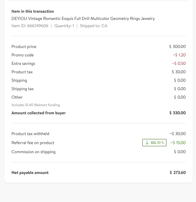 El extracto antes: el dinero de Walmart es una nota pequeña en Other.